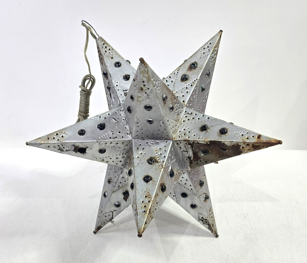 Vintage Moravian Glass Jewel Light Lantern 19" Christmas Star